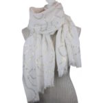 METALLIC DETAIL SCARF - IVORY